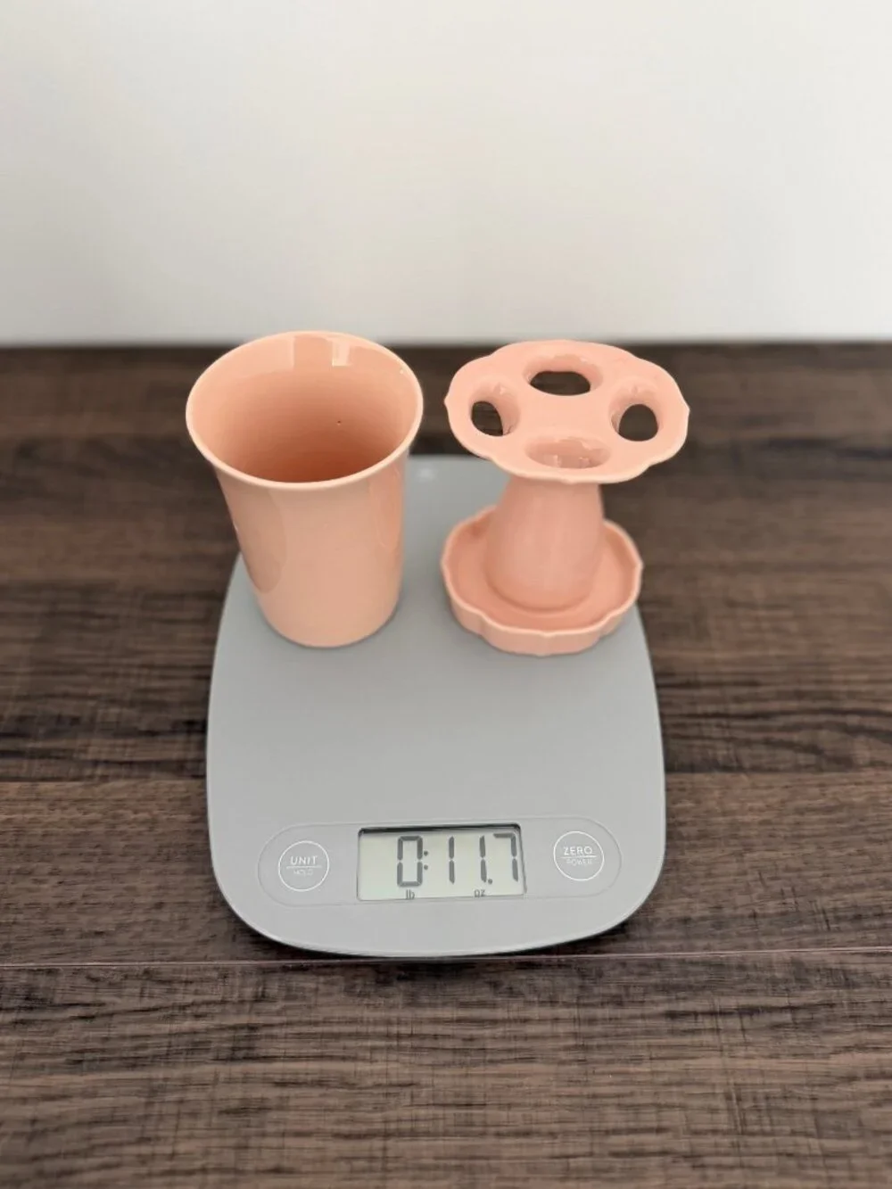 Vintage Pink Ceramic Retro Cottagecore Mid-Century Toothbrush Holder & Tumbler S